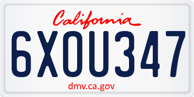 CA license plate 6XOU347