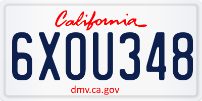 CA license plate 6XOU348