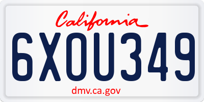 CA license plate 6XOU349