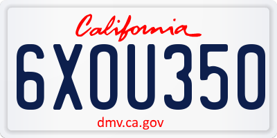 CA license plate 6XOU350