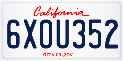 CA license plate 6XOU352