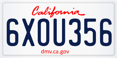 CA license plate 6XOU356