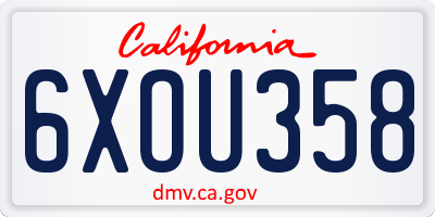CA license plate 6XOU358