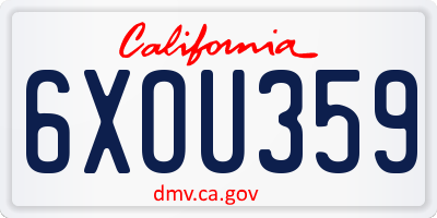 CA license plate 6XOU359