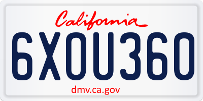CA license plate 6XOU360