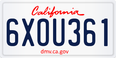 CA license plate 6XOU361