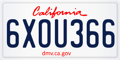 CA license plate 6XOU366
