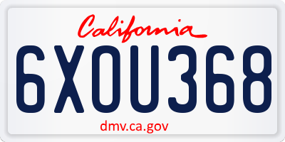 CA license plate 6XOU368