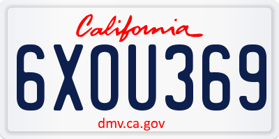 CA license plate 6XOU369