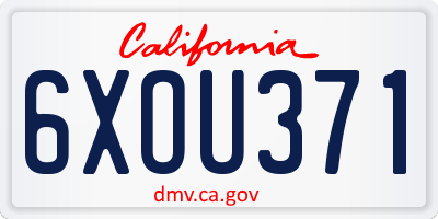 CA license plate 6XOU371