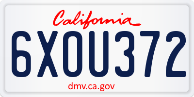 CA license plate 6XOU372