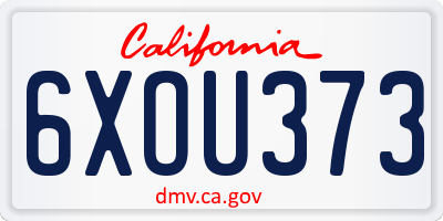 CA license plate 6XOU373