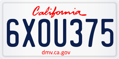 CA license plate 6XOU375