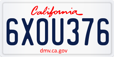 CA license plate 6XOU376