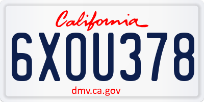 CA license plate 6XOU378