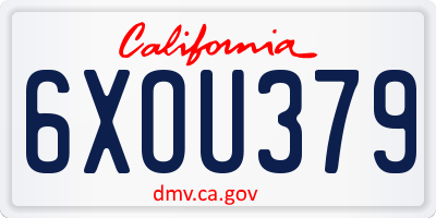 CA license plate 6XOU379