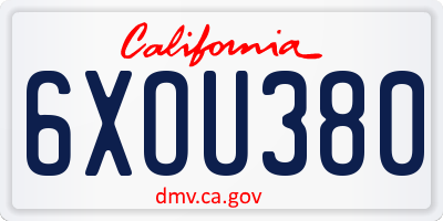 CA license plate 6XOU380