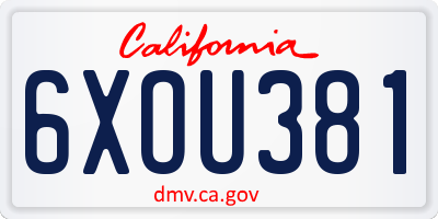 CA license plate 6XOU381