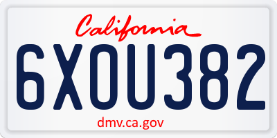 CA license plate 6XOU382