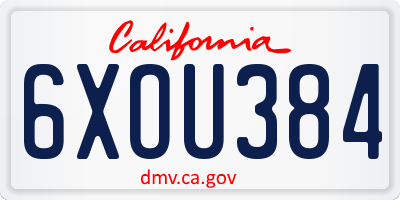 CA license plate 6XOU384