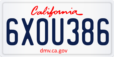 CA license plate 6XOU386