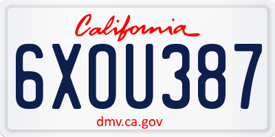 CA license plate 6XOU387