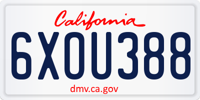 CA license plate 6XOU388
