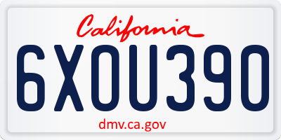 CA license plate 6XOU390