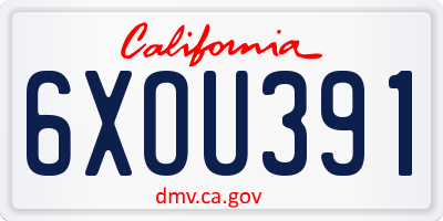 CA license plate 6XOU391