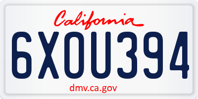 CA license plate 6XOU394