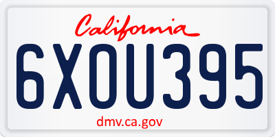 CA license plate 6XOU395