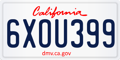 CA license plate 6XOU399