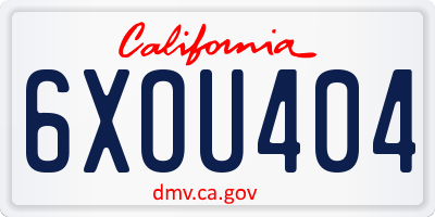 CA license plate 6XOU404