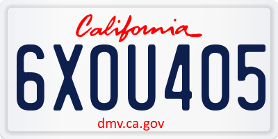 CA license plate 6XOU405