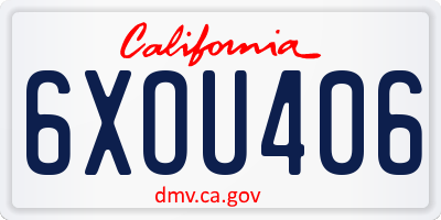 CA license plate 6XOU406