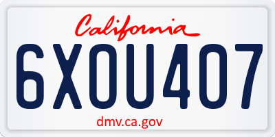 CA license plate 6XOU407