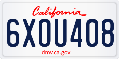 CA license plate 6XOU408