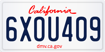 CA license plate 6XOU409