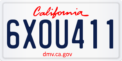 CA license plate 6XOU411