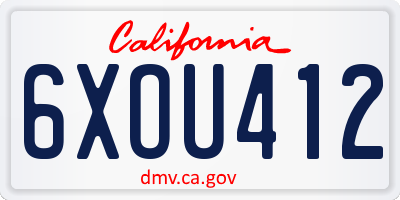 CA license plate 6XOU412