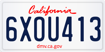 CA license plate 6XOU413