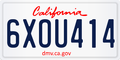 CA license plate 6XOU414