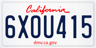 CA license plate 6XOU415