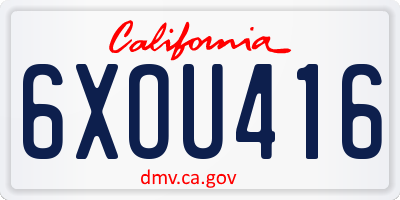 CA license plate 6XOU416