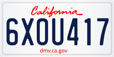 CA license plate 6XOU417