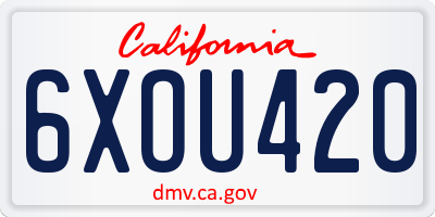 CA license plate 6XOU420