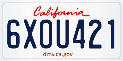 CA license plate 6XOU421