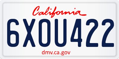 CA license plate 6XOU422