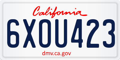 CA license plate 6XOU423