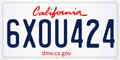 CA license plate 6XOU424